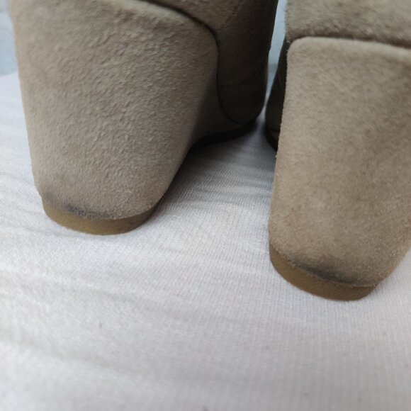Toms Womens Ankle Booties Desert Wedge Heel Lace Up Boots Suede Taupe Tan Sz 8 - Picture 8 of 15